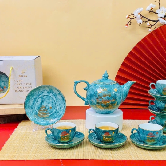 Bộ bình trà Bát Tràng mã BBT028