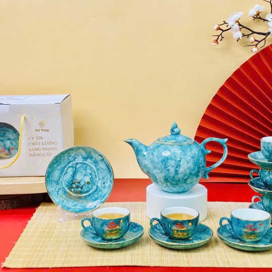 Bộ bình trà Bát Tràng mã BBT031